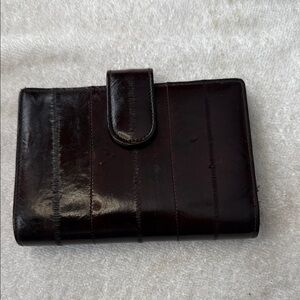 Eel Skin Wallet Coin Purse Dark Brown